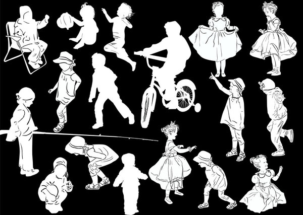 children silhouettes collection