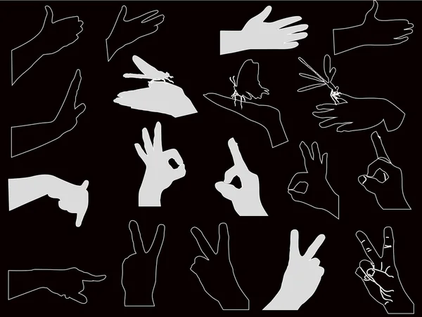 Conjunto de manos gestos — Archivo Imágenes Vectoriales