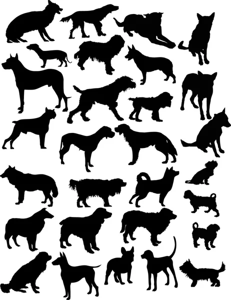 Black dogs silhouettes — Stock Vector