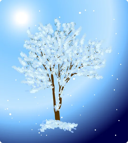 Winter tree in snow — Stock Vector