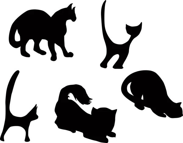 Colección gatos negros — Vector de stock