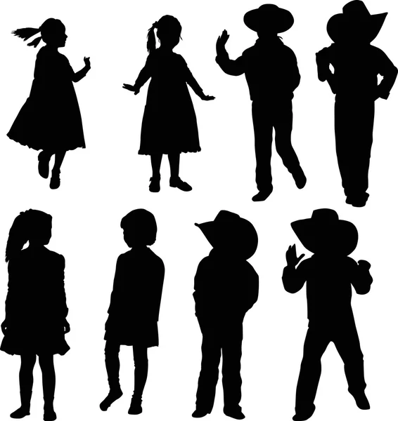 Black children silhouettes — Stock Vector
