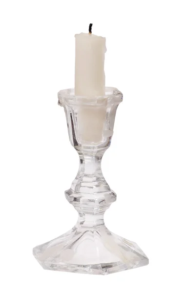 Vela blanca en candelabro — Foto de Stock