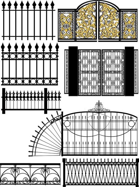 Cercas decorativas Siluetas — Vector de stock