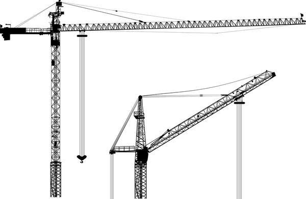 Gebouw kranen silhouetten — Stockvector