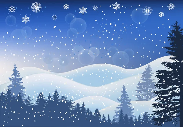 Arbres d'hiver dans la neige — Image vectorielle