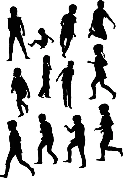 Child silhouettes collection — Stock Vector