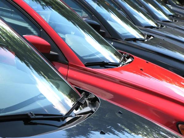 Row of new modern cars — Stock Photo, Image