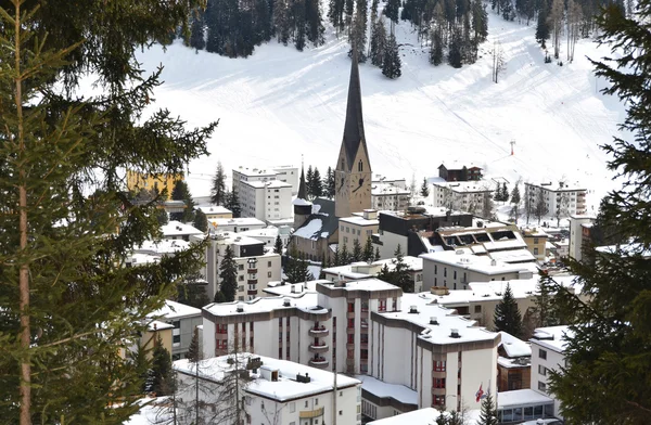 Winter Blick auf Davos — Stockfoto
