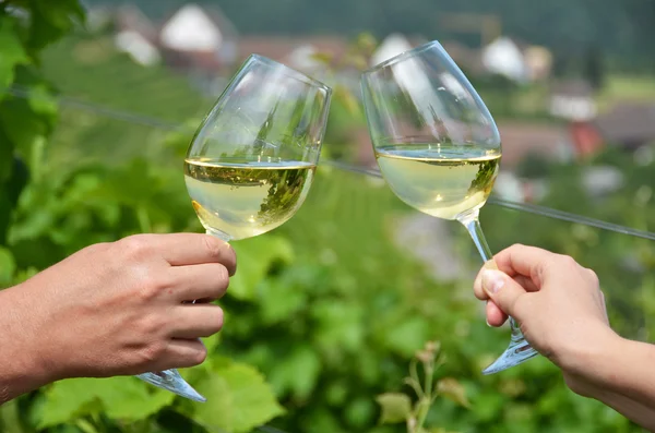 Pair of wineglasses  in Switzerland — Stock Photo, Image