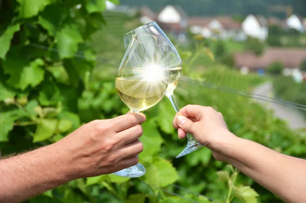 Ζευγάρι wineglasses στην Ελβετία — Φωτογραφία Αρχείου