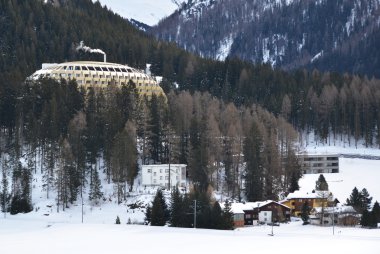davos, ünlü İsviçreli Kayak resort kış manzarası 
