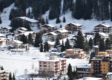 davos, ünlü İsviçreli Kayak resort kış manzarası 