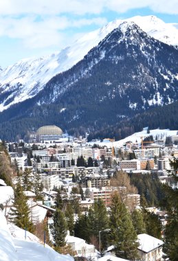 davos, ünlü İsviçreli Kayak resort kış manzarası 