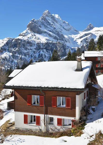 Quelle in Braunwald, berühmtes Schweizer Skigebiet — Stockfoto