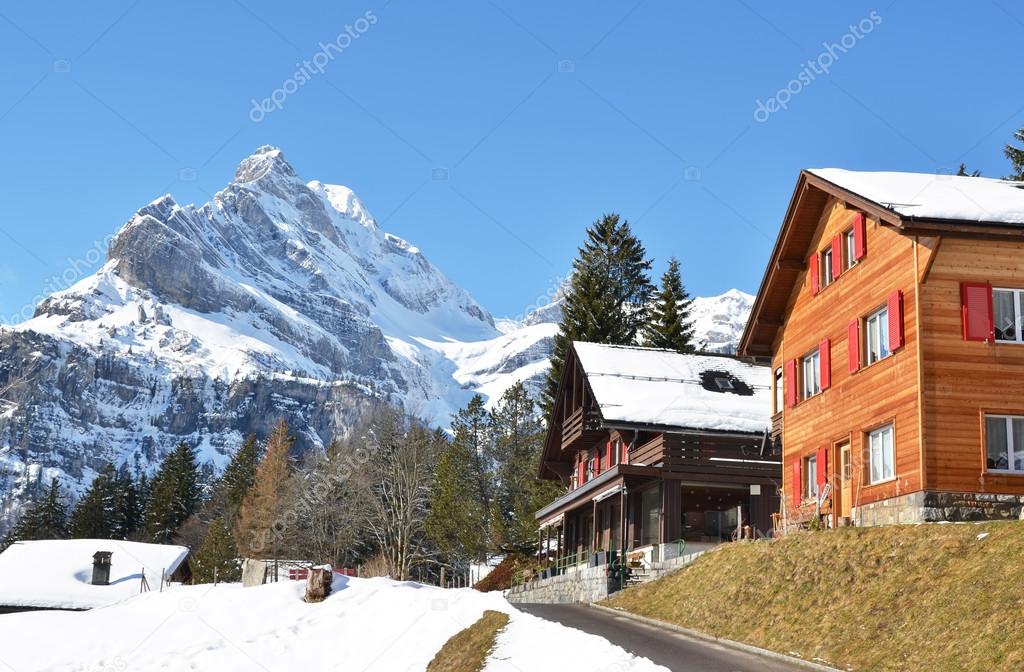 Spring in Braunwald, famous Swiss skiing resort 