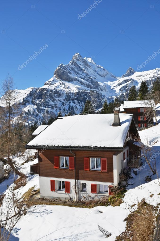 Spring in Braunwald, famous Swiss skiing resort 