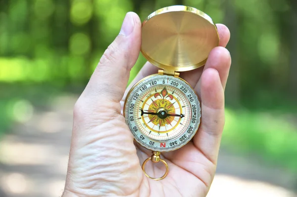 Man with Compass — Stock Photo, Image