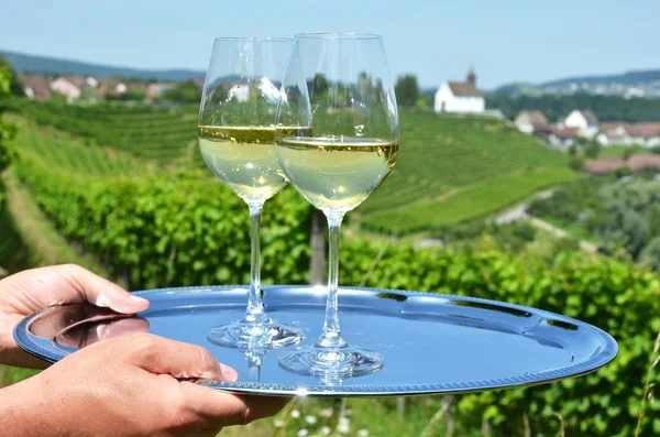 Mãos com Vinho e uvas — Fotografia de Stock