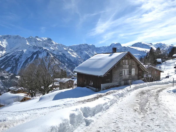 Spring at Swiss skiing in Braunwald — Stock Photo, Image