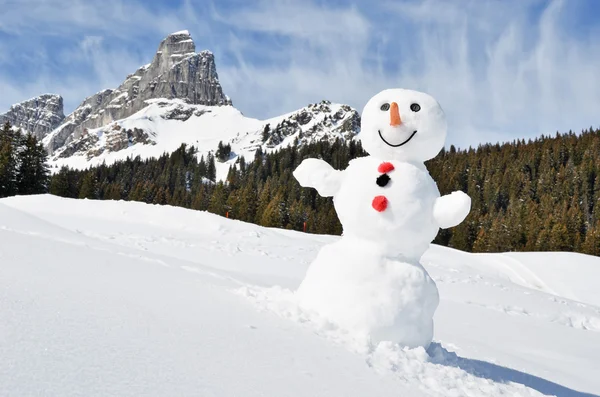 Boneco de neve nos Alpes Suíços — Fotografia de Stock