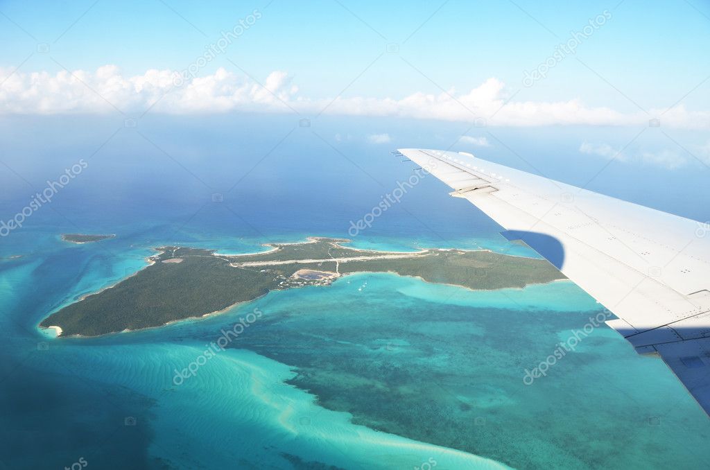 Aerial view of Exuma Cays.