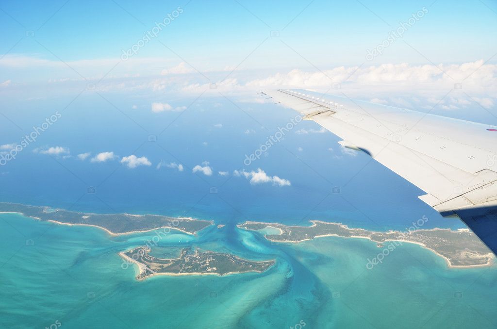 Aerial view of Exuma Cays.