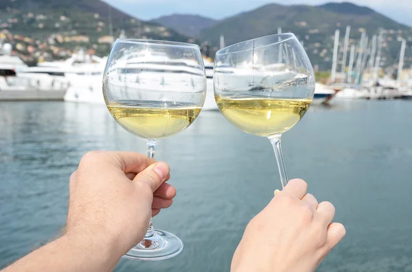 Pair of wineglasses in  La Spezia — Stock Photo, Image