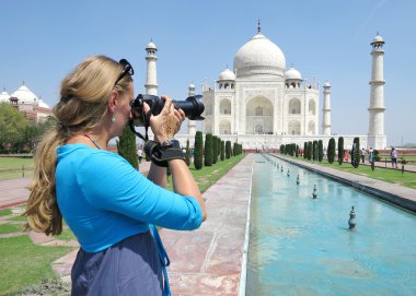 Taj Mahal çekimi kız.