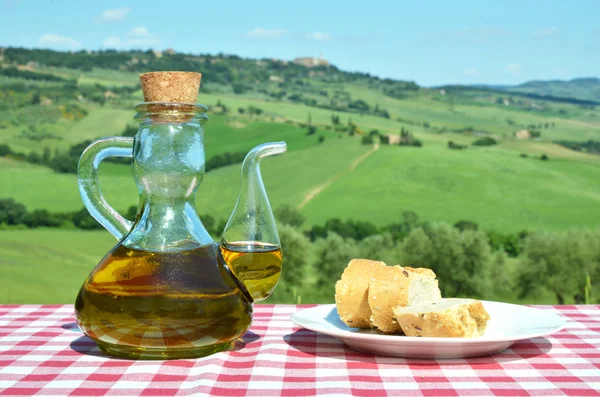 Olio e pane toscano — Foto Stock