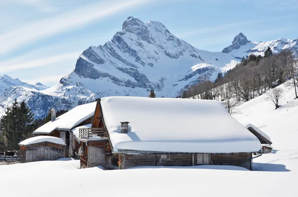 Braunwald，瑞士在冬天 — 图库照片