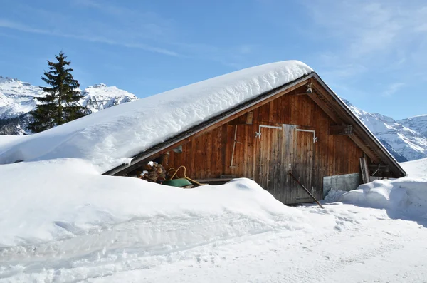 Braunwald, Švýcarsko v zimě — Stock fotografie