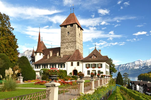 Vackra Spiez Castle, Schweiz — Stockfoto