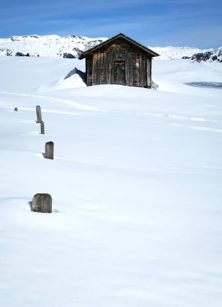 Alpine scenery with wooden house — Stock Photo, Image