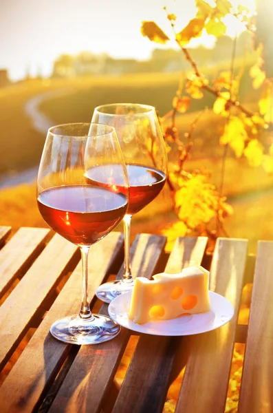 Wino i ser przed nad Jeziorem Genewskim — Zdjęcie stockowe