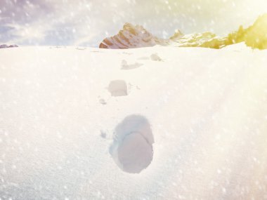 Footprint in the deep snow clipart
