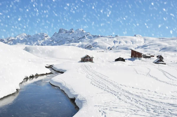 Melchsee-Frutt: téli Svájcban — Stock Fotó
