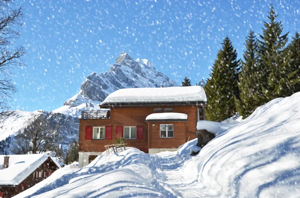 Braunwald, Švýcarsko v zimě — Stock fotografie