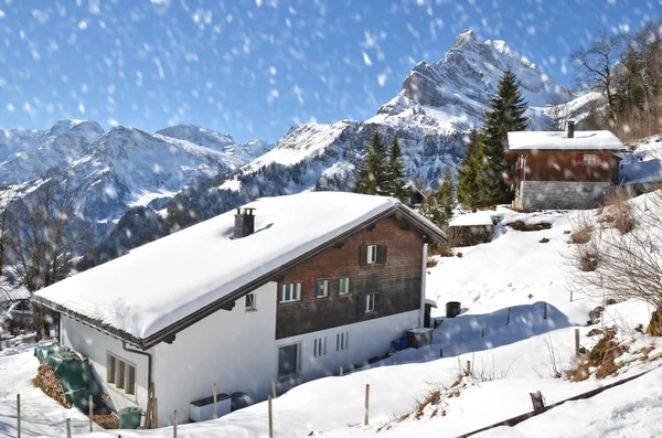 Braunwald, Švýcarsko v zimě — Stock fotografie