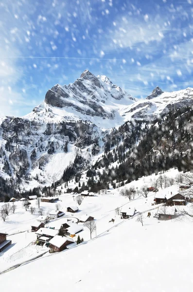 Paisaje de invierno Braunwald — Foto de Stock