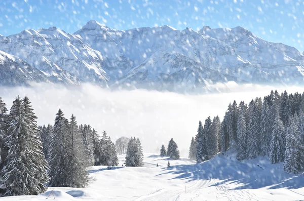 Braunwald 冬季景观 — 图库照片