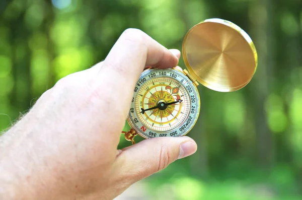 Vintage Compass in hand — Stock Photo, Image