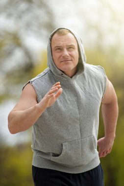 Etkin adam joging Park. Uygun runing.