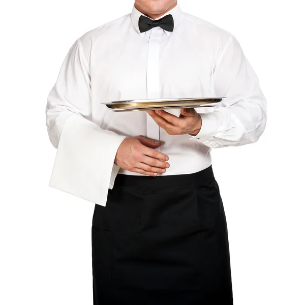 Cameriere uomo isolato su sfondo bianco . — Foto Stock