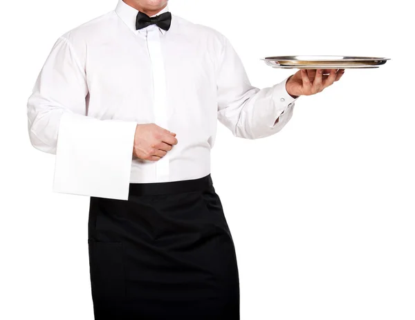 Waiter man isoleted over white background. — Stock Photo, Image