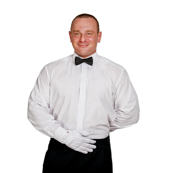 Waiter isolated over white background. — Stock Photo, Image