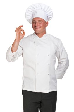 Beyaz arka plan üzerinde izole Şef adam.