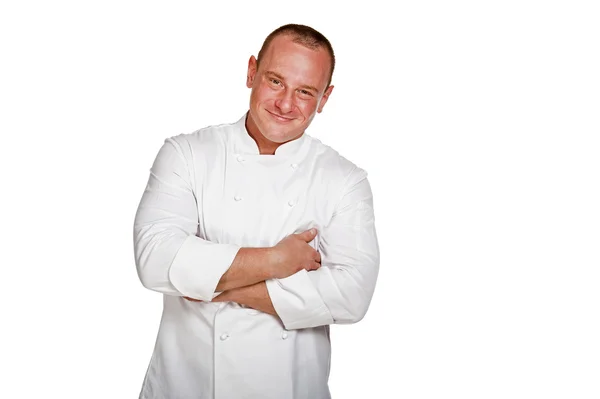 Chef man isolated over white background. — Stock Photo, Image