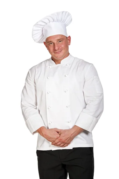 Chef man isolated over white background. — Stock Photo, Image