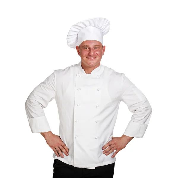 Chef homem isolado sobre fundo branco . — Fotografia de Stock